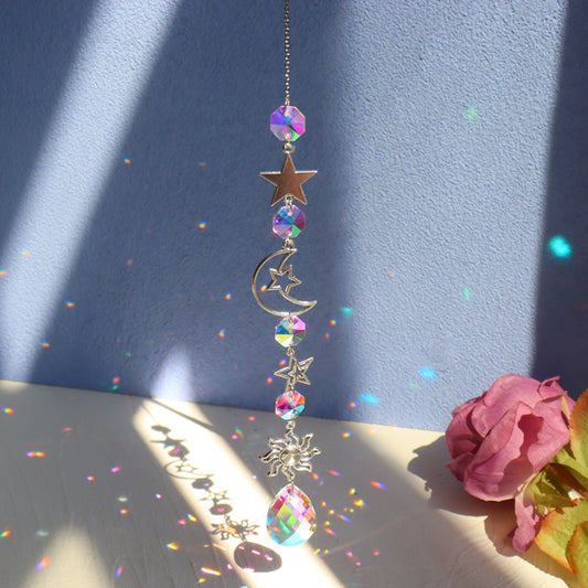 Suncatcher Crystal Sun And Moon Crystals Prism Rainbow Sun Catcher Garden Decoration Hanging Sundrop Window Patio Ornament