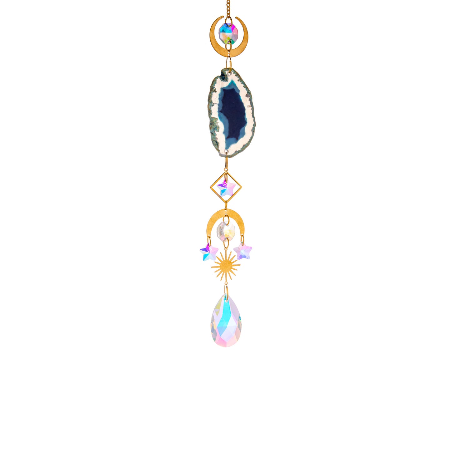 Agate Raw Stone Crystal Sun Catcher Rainbow Manufacture Hanging Window Vehicle Pendant Prism Ball