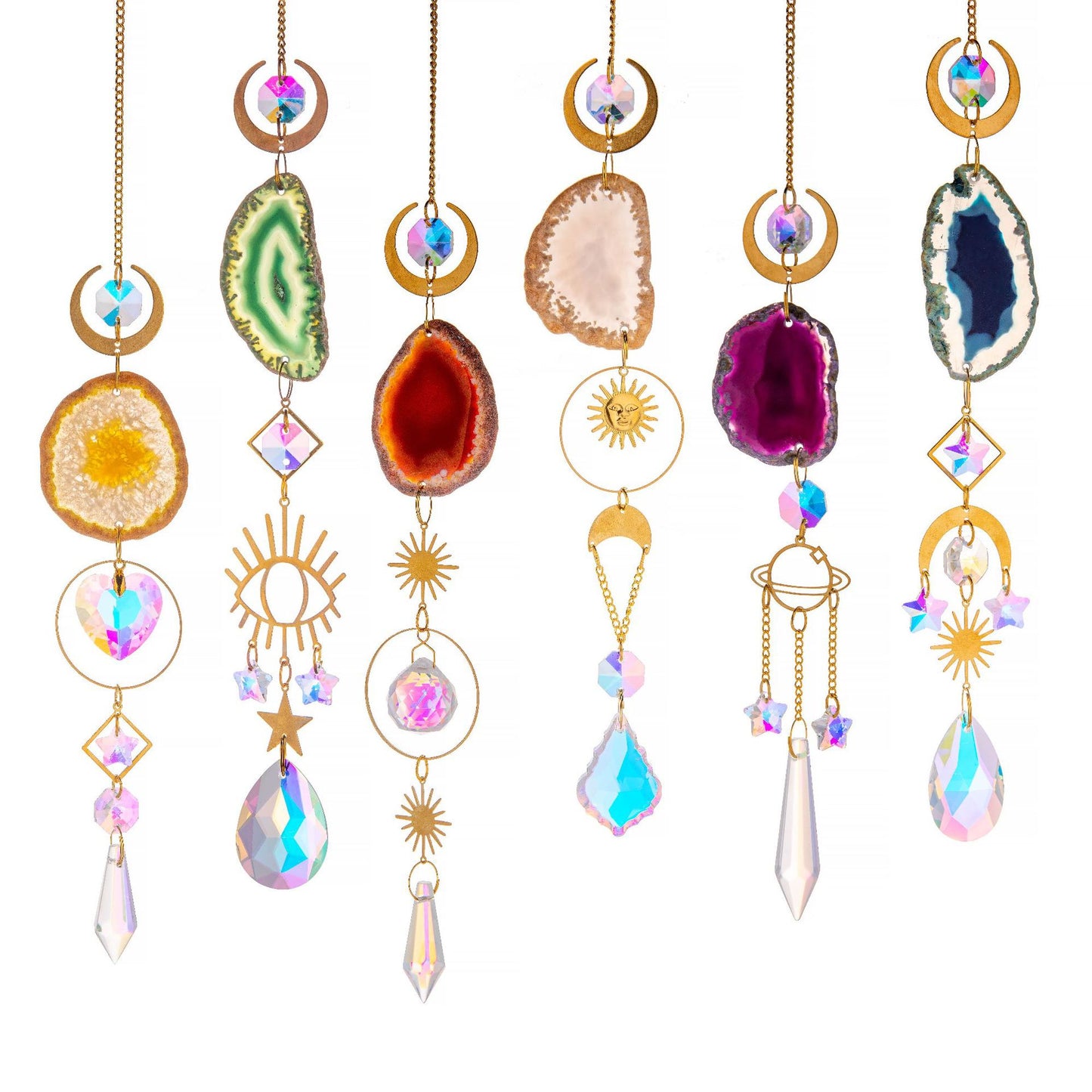 Agate Raw Stone Crystal Sun Catcher Rainbow Manufacture Hanging Window Vehicle Pendant Prism Ball